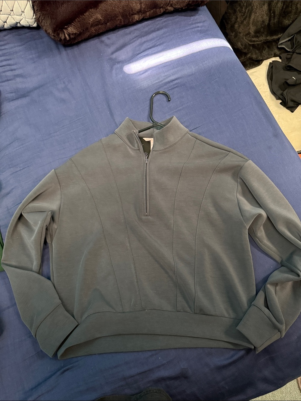 Victoria's Secret Women's Zip Half-Top in Charcoal Gray